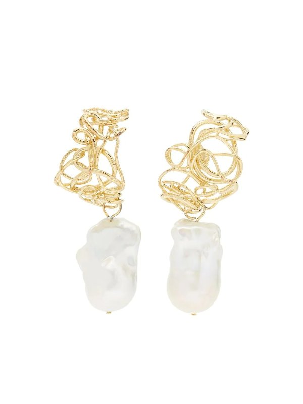 pearl-drop Squiggle earrings