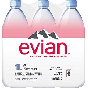 evian Natural Spring Water 1 Liter (Pack of 6)