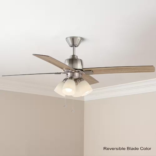 Malone 54 in. LED Brushed Nickel Ceiling Fan with Light Kit