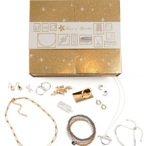 12 Days of Sparkle Gold Glitter Calendar Jewelry Gift Set