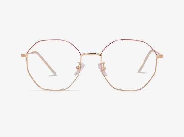 Finale | Red/Gold Metal Eyeglasses | Polygon Glasses | Glasses Online | Dualens