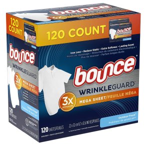 Bounce WrinkleGuard Mega Dryer Sheets, 12 counts