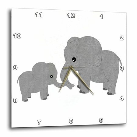 3dRose Mom and Baby Elephant, Wall Clock, 15 by 15-inch