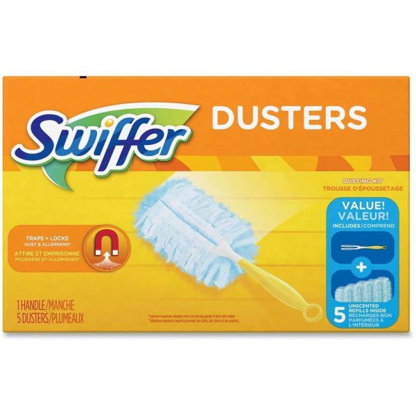 Swiffer Duster Short Handle Starter Kit (1 Handle, 5 Dusters)