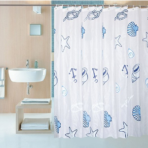 Shower Curtain Liner with 12 Curtain Hooks Clear Shower Curtain Liner Mildew Resistant Waterproof Plastic Shower Curtain Liner Seashell Conch Starfish 72×72 Inch Shower Curtain Liner by Yivion