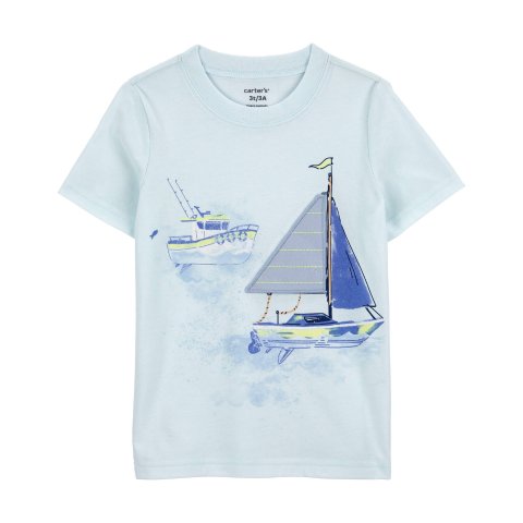 小童3D可翻折帆船T恤