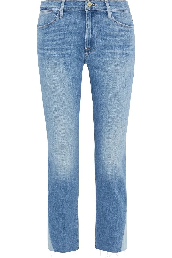 Le High Straight cropped paneled high-rise straight-leg jeans