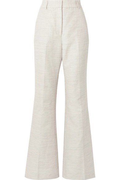 Maya cotton and linen-blend wide-leg裤子