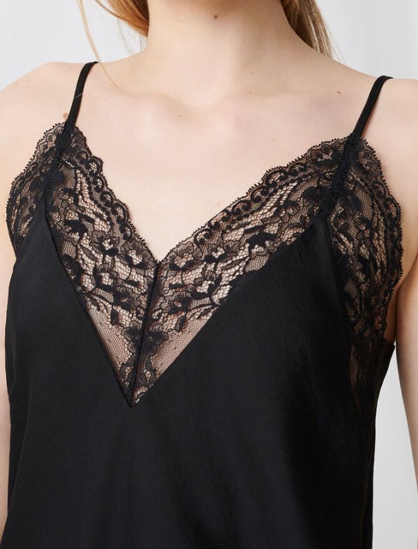 220LETONE Top with thin straps and lace details