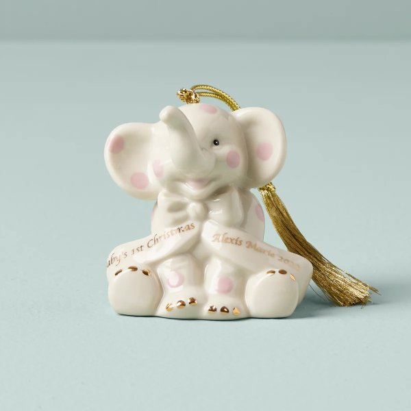 Baby's First Christmas Pink Elephant Ornament