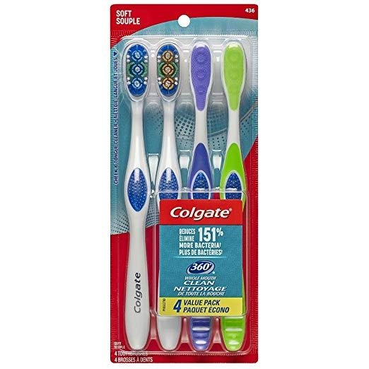 360 Adult Full Head Soft Toothbrush (4 Count)