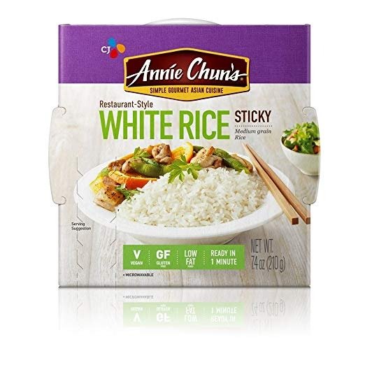 Cooked White Sticky Rice, Gluten-Free, Vegan, Low Fat, 7.4-oz (Pack of 6)