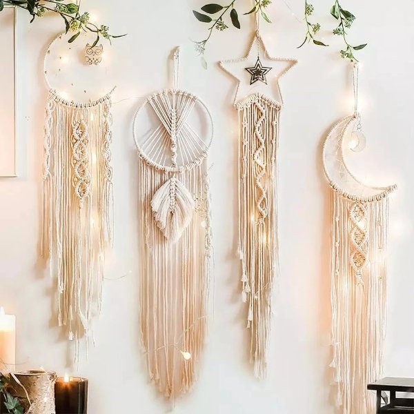 2.99US $ 81% OFF|Boho Moon And Star Dream Catcher Macrame Wall Hanging Bohemian Home Decor Girls Kids Nursery Christmas Ornament Decoration Gifts - Wind Chimes & Hanging Decorations - AliExpress