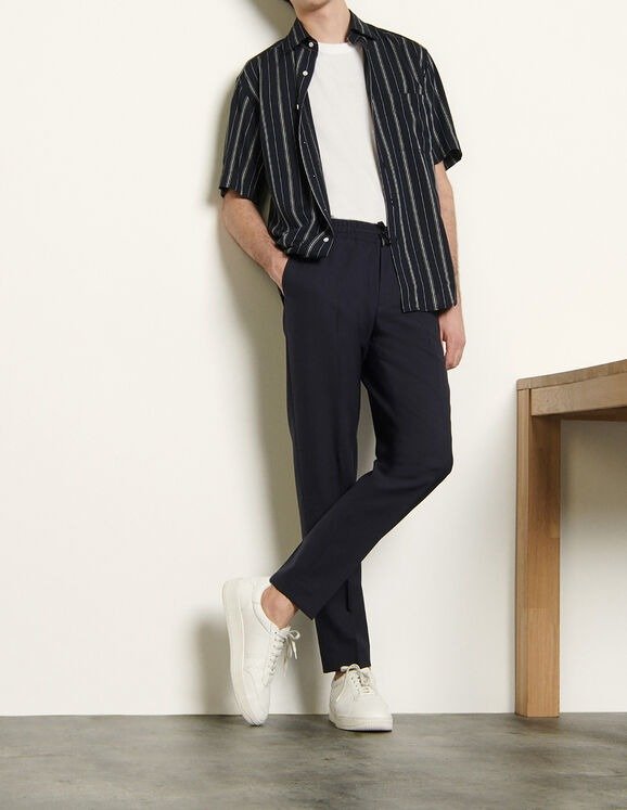 Wool trousers with elasticated waist