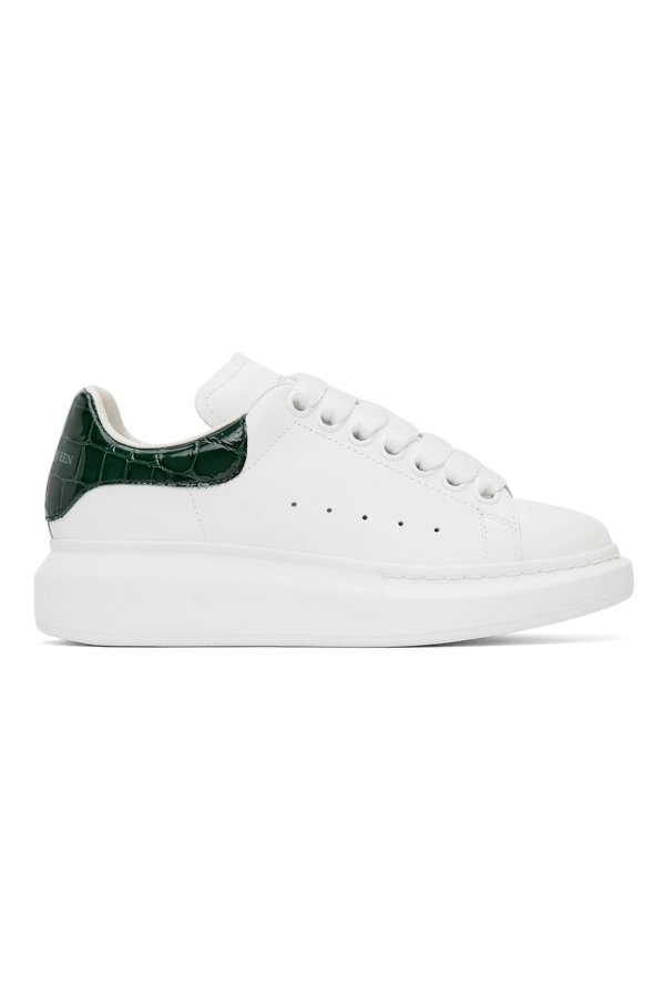 White & Green Croc Oversized Sneakers