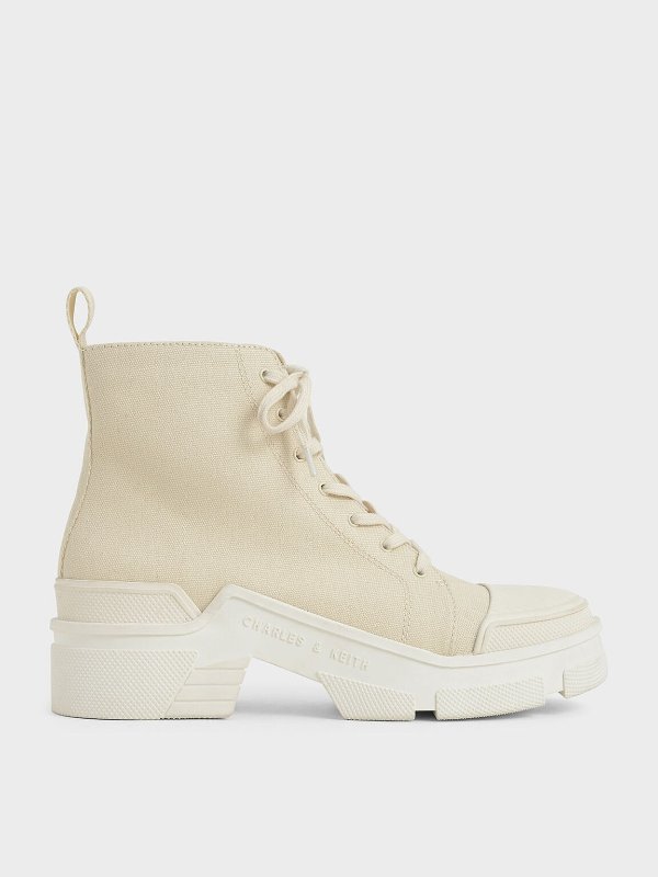Chalk Canvas High Top Sneakers | CHARLES &amp; KEITH