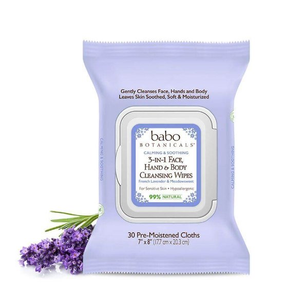 3-in-1 Calming Face, Hands & Body Wipes - Lavender & Meadowsweet