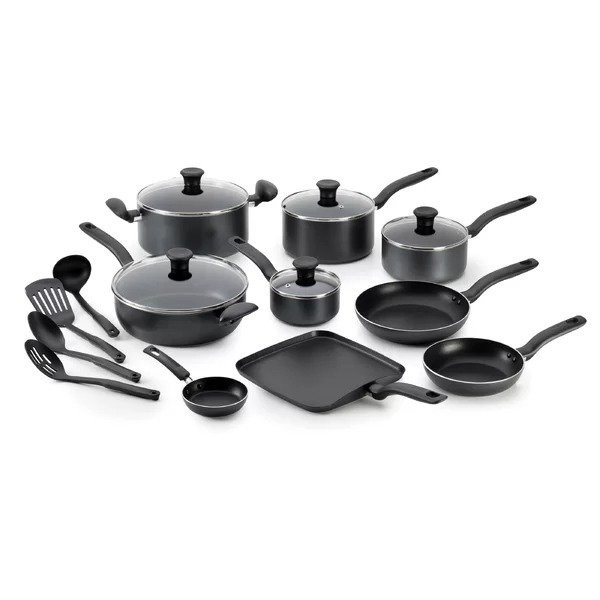 Initiatives 18 Piece Aluminum Nonstick Cookware Set & Cooking Utensils