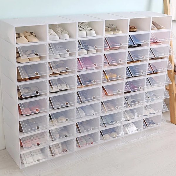 24 PCS Plastic Transparent Shoe Box Storage Box