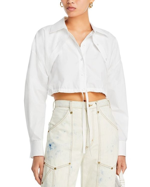 Double Layered Cotton Cropped Shirt
