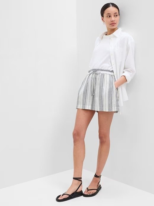 4" Stripe Linen Pull-On Shorts