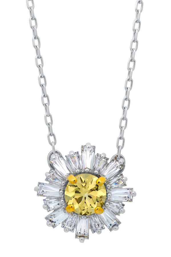 Sunshine Rhodium-Plated Yellow & Clear Swarovski Crystal Pendant Necklace