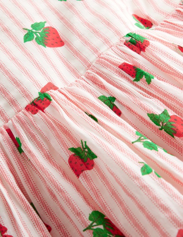 儿童草莓交叉露背裙