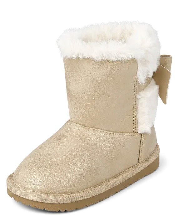 Toddler Girls Shimmer Bow Chalet Boots - gold