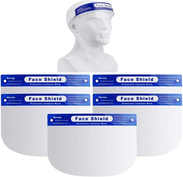 10 Pack Safety Face Shield, All-Round Protection Headband with Clear Anti-Fog Lens, Lightweight Transparent Shield with Stretchy Elastic Band (10)