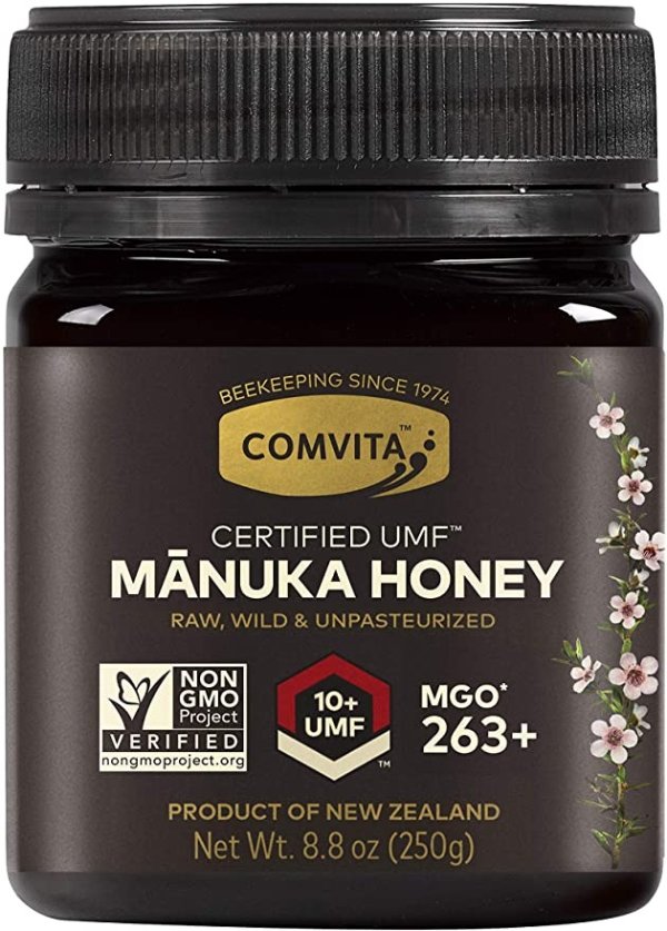 Certified UMF Raw Manuka Honey New Zealand's #1 Manuka Brand Premium Grade Non-GMO Superfood, Dark Amber, UMF 10+ 8.8 Ounce (EN361)