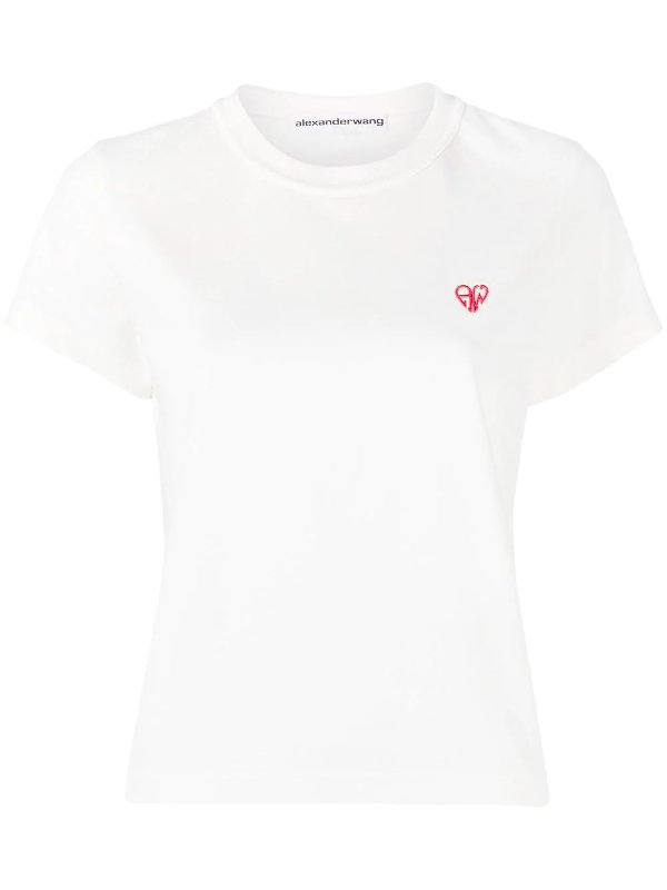 heart-embroidered T-shirt