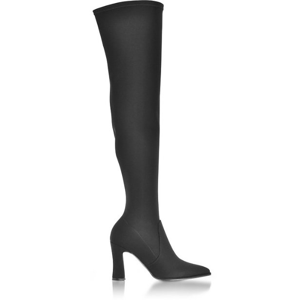 Hirise Black Micro Stretch Fabric High Heel Over The Knee Boots