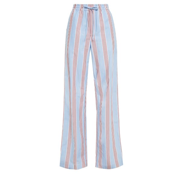 Striped cotton-poplin straight-leg pants