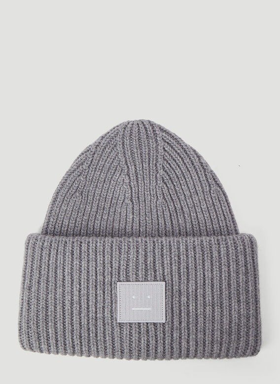 Pansy N Face Beanie Hat in Grey