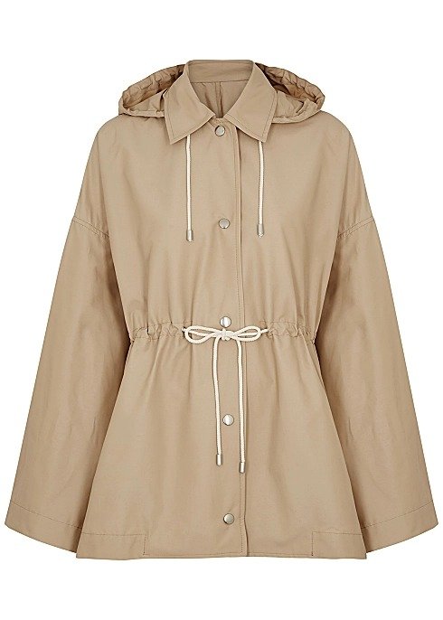 Hooded cotton-blend coat