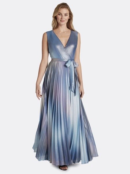 Foil Chiffon Pleated Gown