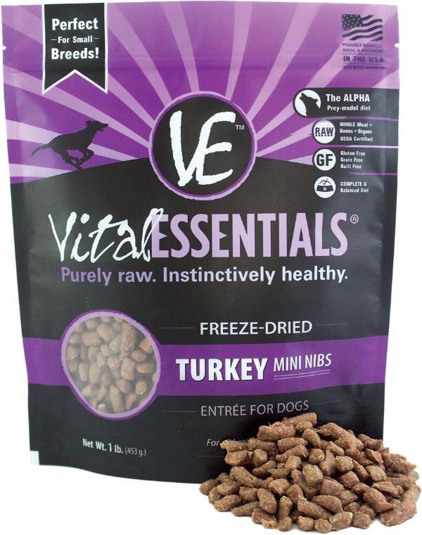 Turkey Entree Mini Nibs Grain-Free Freeze-Dried Dog Food, 1-lb bag - Chewy.com