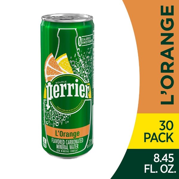 L'Orange Flavored Carbonated Mineral Water (Lemon Orange Flavor), 8.45 fl oz. Slim Cans (30 Count)