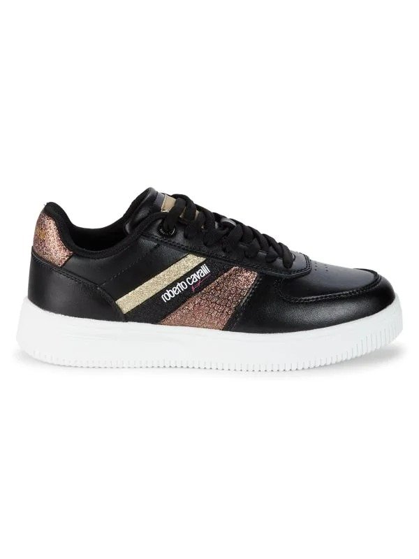 Giltter Striped Leather Sneakers
