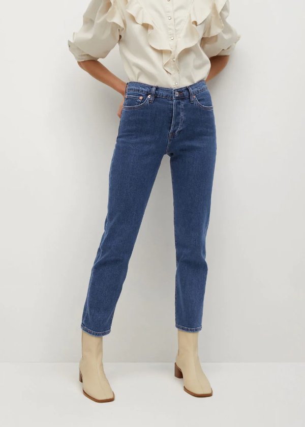 Ankle-length straight-fit jeans - Women | MANGO OUTLET USA