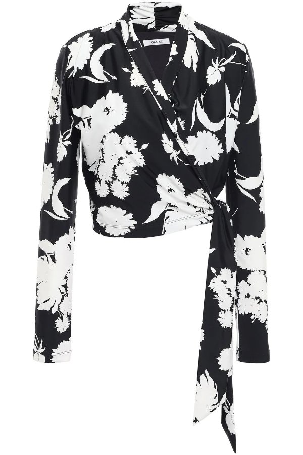 Alameda floral-print stretch-jersey wrap top