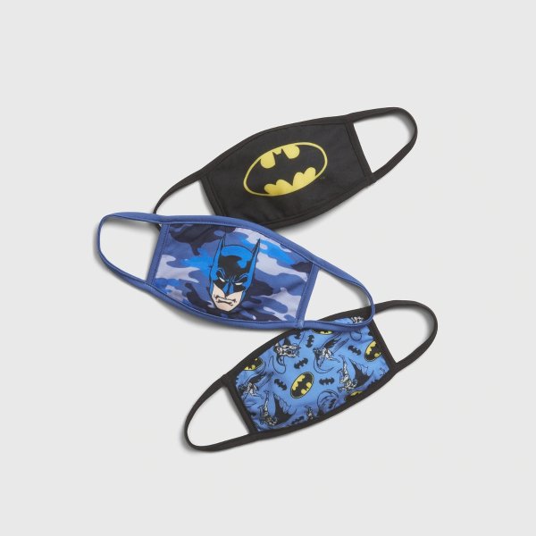 蝙蝠侠图案图案 儿童口罩3个