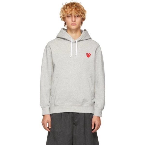 - Grey Heart Patch Hoodie