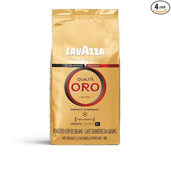 Lavazza Qualita Oro - Whole Bean Coffee, 0.55 Pound (Pack of 4)