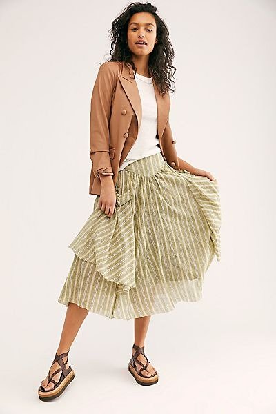 Elisa Striped Midi Skirt