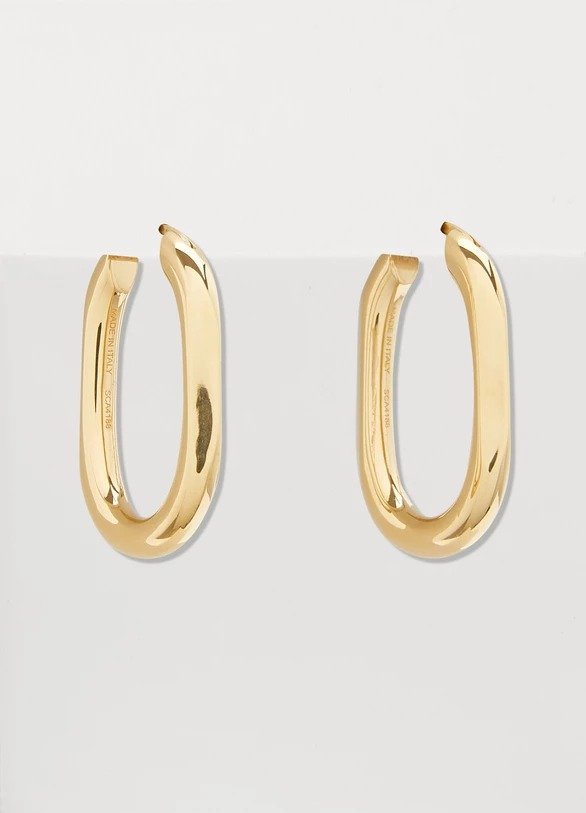 Triomphe small chain hoop earrings in brass with vintage gold finish