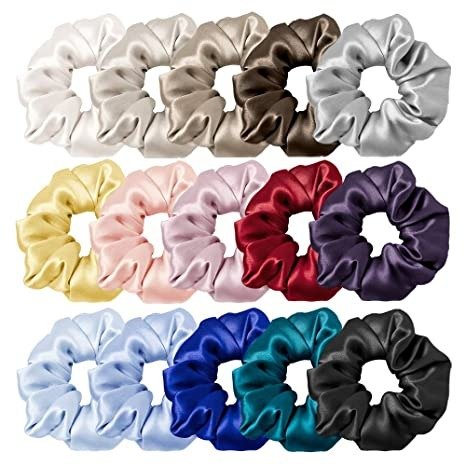 Silk Charmeuse Scrunchy -Regular -Scrunchies For Hair - Silk Scrunchies For Women Soft Hair Care (15pc)
