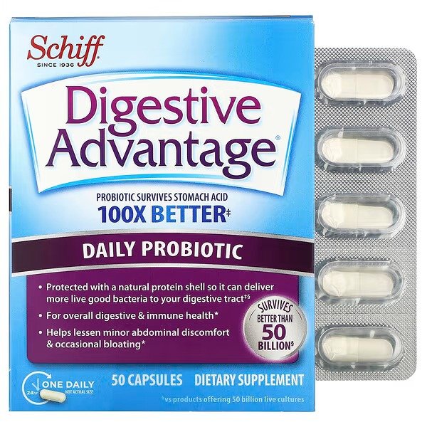 Digestive Advantage, Daily Probiotic, 50 Capsules