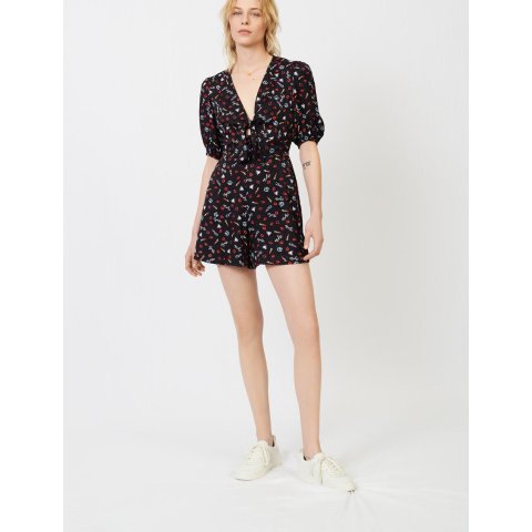 Maje221INOBI Printed jacquard tie romper