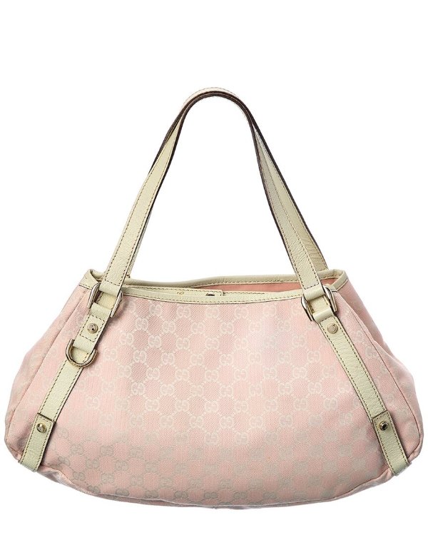 Pink GG Canvas & White Leather Abbey Tote (Authentic Pre-Owned)